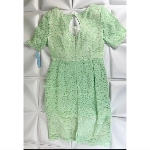Antonio Melani Sz 6 Mint Green Tiered Scalloped Lace Sheath Shift Dress - Picture 9 of 10